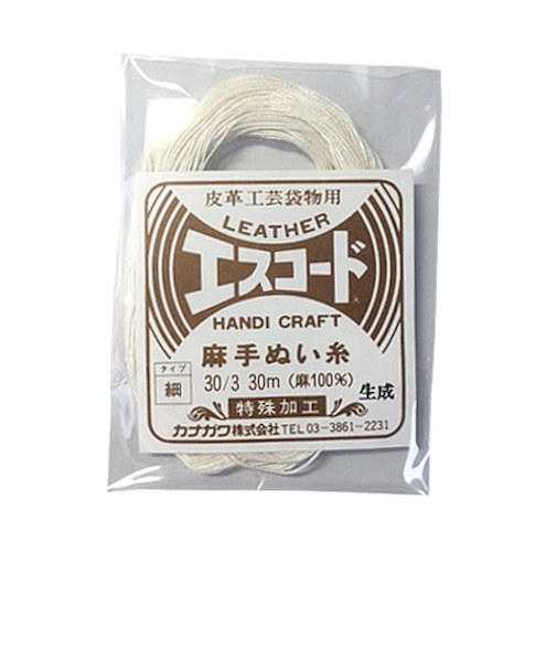 中西　エスコード　麻手ぬい糸　細　30/3　30m　生成
