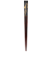 サンライフ 食洗箸 陶彩絵巻富士 23cm 黒