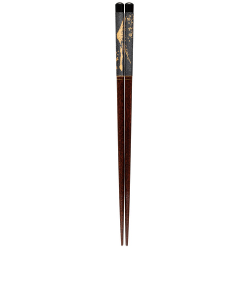 サンライフ　食洗箸　陶彩絵巻富士　23cm　黒