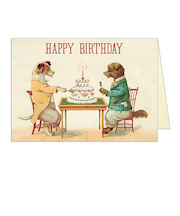 カバリーニ（CAVALLINI）　グリーティングカード　Happy　Birthday　ドッグ＆ケーキ