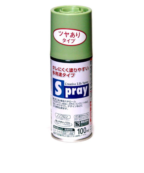 アサヒペン　スプレー　100ml　ツヤあり　モスグリーン