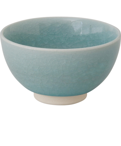 藍花　氷紋貫入飯碗　13464　青