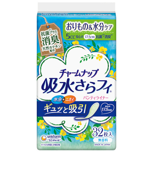 ユニ・チャーム（unicharm）　チャームナップ　吸水さらフィ　パンティライナー　おりもの＆吸水ケア　5㏄　17.5cm　32枚　無香料