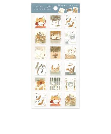 アクティブコーポレーション　トビマツショウイチロ　コットンペーパーシール　L03－SF－216　切手みたいなシール