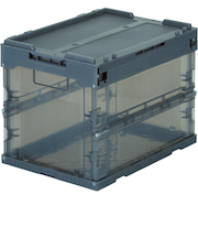 トラスコ（TRUSCO）　α折りたたみコンテナ　スケルコン　蓋付　20L　透明／黒