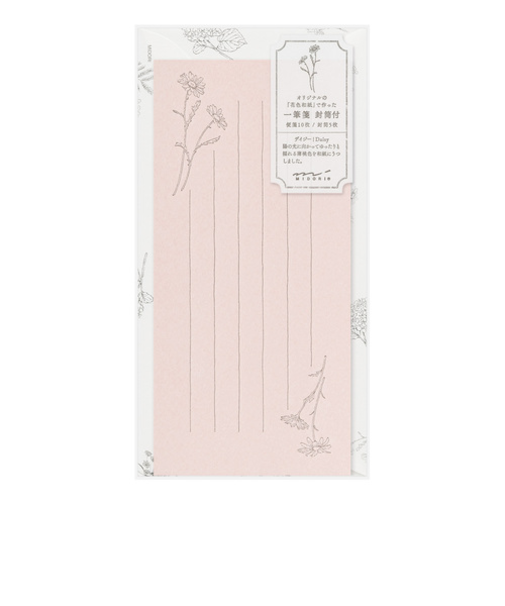 ミドリ（MIDORI）　一筆箋　封筒付　花色和紙　ピンク　89573006