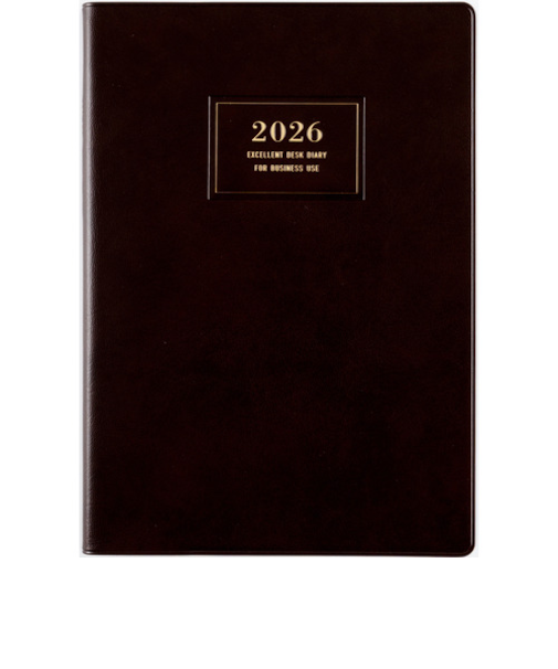 【2026年1月始まり】　高橋書店　ビジネス卓上日誌　A5　ウィークリーレフト　54　茶　月曜始まり