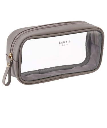 セキセイ　ラポルタ　クリアケース　クリアクリア　ペンポーチ　LA-6360　ライトグレー