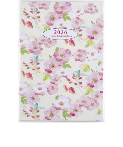 【2026年1月始まり】　高橋書店　さわやか　かけいぼ　B5　集計タイプ　39　花柄　日曜始まり