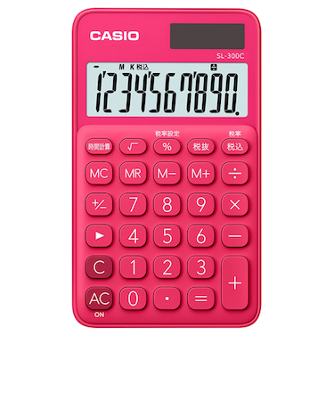 カシオ（CASIO）　カラフル電卓　SL-300C-RD-N　ビビッドピンク