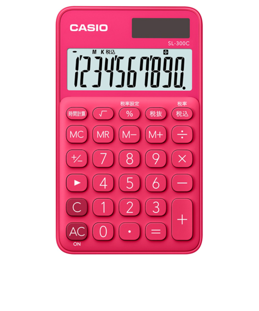 カシオ（CASIO）　カラフル電卓　SL-300C-RD-N　ビビッドピンク