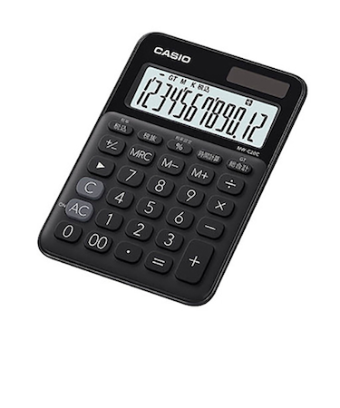 カシオ（CASIO）　カラフル電卓　MW-C20C-BK-N　ブラック