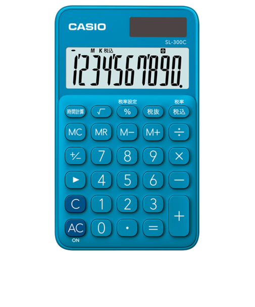 カシオ（CASIO）　カラフル電卓　SL-300C-BU-N　レイクブルー