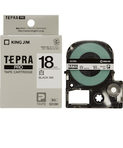 キングジム（KING　JIM）　プロテープカートリッジ　18mm　白／黒文字　SS18K