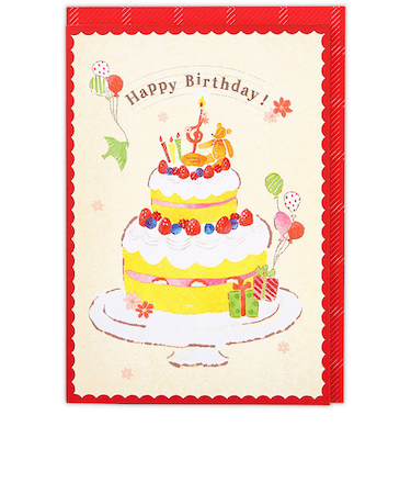 ホールマーク（Hallmark）　グリーティングカード　誕生お祝い　オルゴール　815325　赤枠バースデーケーキ2