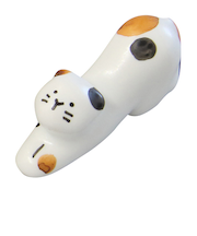 藍花　ねこ箸置　11958　みけ