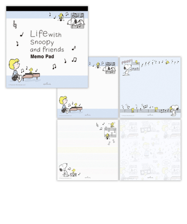 ホールマーク（Hallmark）　ブロックメモ　Life　with　Snoopy　and　Friends　スヌーピー　830978　ブルー　音楽のある日々