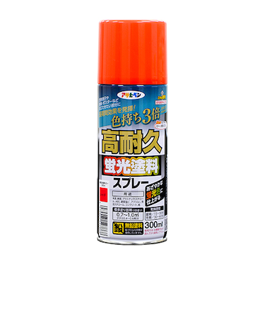 アサヒペン　高耐久　蛍光塗料スプレー　300mL　レッド