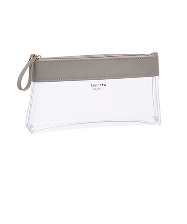 セキセイ　ラポルタ　クリアケース　クリアクリア　ペンケース　LA-6336　ライトグレー