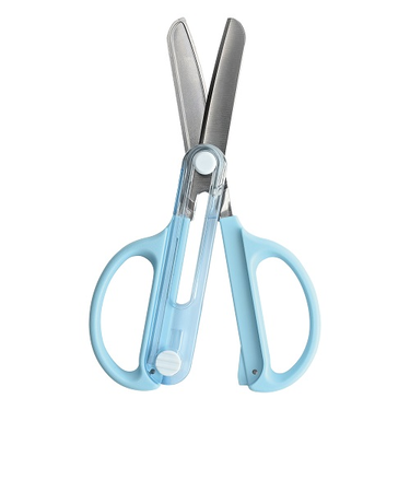 クツワ　キャップ一体こどもハサミ（左手用）　SS122L　ライトブルー