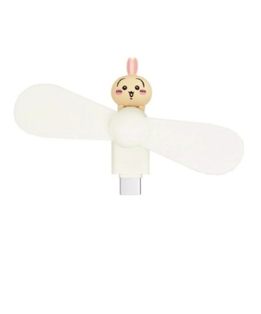 【お買い得】　グルマンディーズ　コネクタ付き　ミニクールファン（USB　Type-C）　ちいかわ　うさぎ