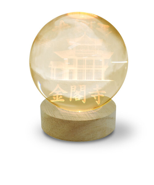 日本トラストテクノロジー（JTT）　3Dクリスタルボールライト　JAPAN　3Dアート　CRYBALL-KIN-WA　金閣寺　電球色