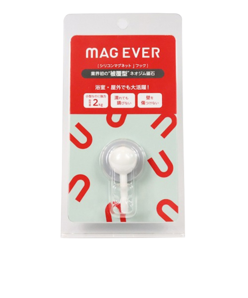 マグエバー　シリコンマグネット　jフック　ホワイト×グレー