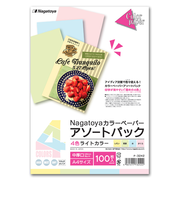 長門屋商店　カラーペーパー　アソート4色ライトカラー　ナ－3242　A4中厚100枚
