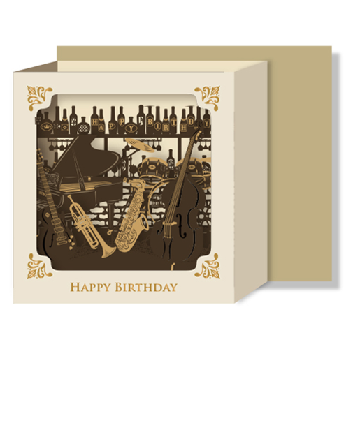 リーフワークカンパニー　バースデーカード　レーザーカットボックス　楽器　51－054