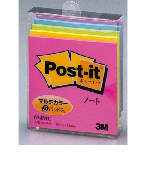 3M　ポスト・イット　ノート　654MC　75×75mm　マルチカラー