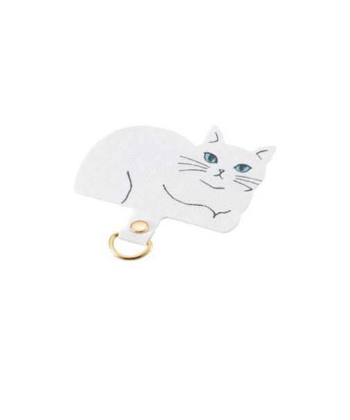 エレコム（ELECOM）　ストラップホールシート　アニマルタイプ　P-STHD1AMCATW　シロネコ