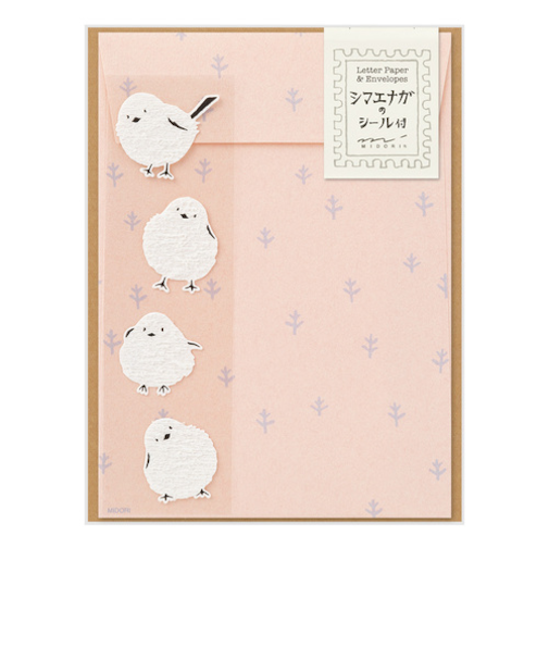 ミドリ（MIDORI）　レターセット　シール付　86637006　シマエナガ柄A