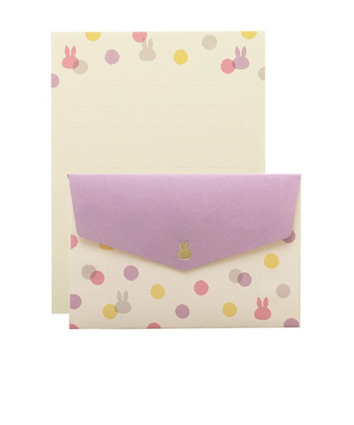 マルアイ　ミッフィー　ミニレターセット　レ－MY1PU　ドットパープル