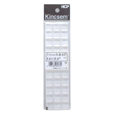 HCP　クッションゴム　B-037　5.0×15mm角　クリア　33個入