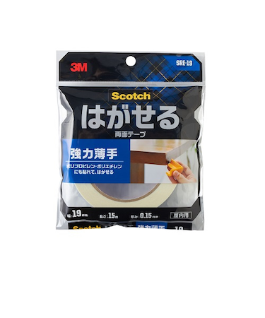 スリーエム（3M）　スコッチ　はがせる両面テープ　強力薄手　SRE－19　19mm×15m