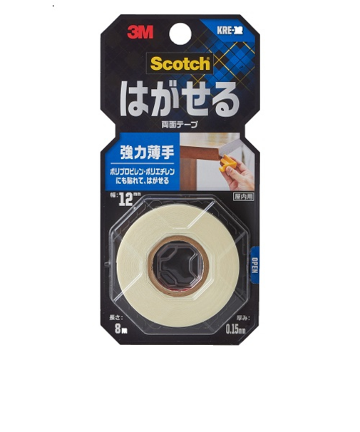 3M　スコッチ　はがせる両面テープ　強力薄手　KRE－12　12mm×8m