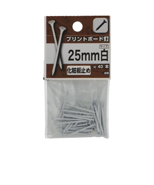 八幡ねじ　プリントボード釘　25mm　白