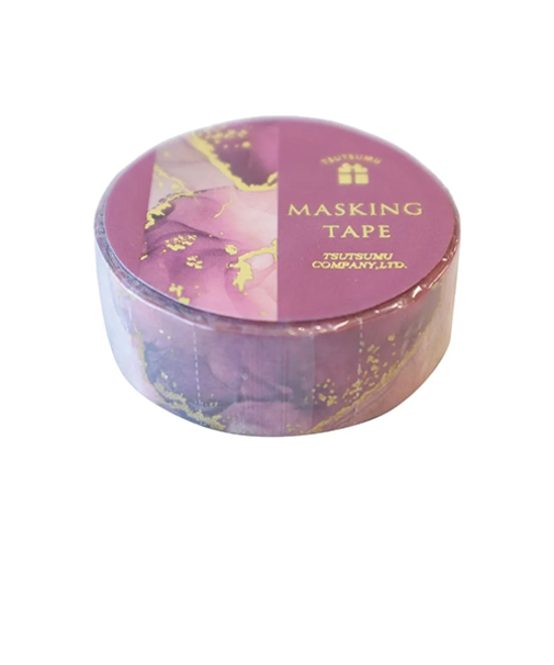 包む　マスキングテープ　マーブル　15mm幅　TM0A4　ピンク