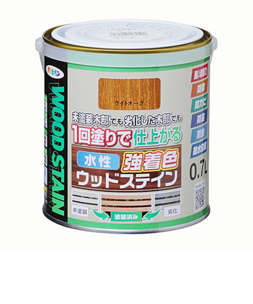 アサヒペン　水性　強着色　ウッドステイン　0.7L　ライトオーク