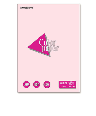 長門屋商店　カラーペーパー　A4　中厚口　さくら　100枚入　ナ－3219