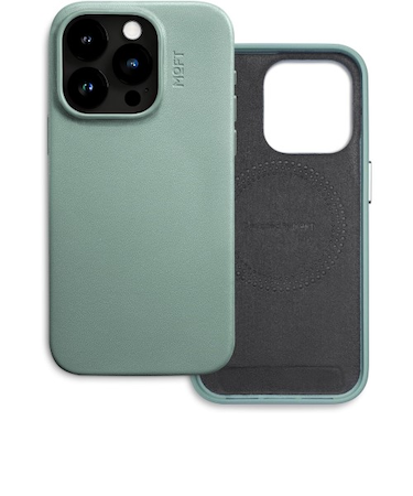 【iPhone15Pro】　モフト（MOFT）　MOVAS　レザーケース　スモークターコイズ