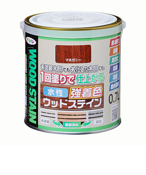 アサヒペン　水性　強着色　ウッドステイン　0.7L　マホガニー