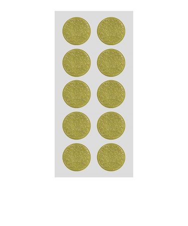 包む　ラッピングシール　コイン　TW016　ゴールド　10枚入