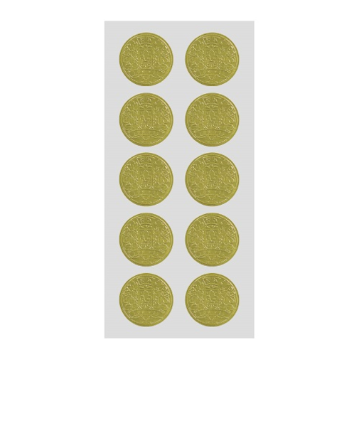 包む　ラッピングシール　コイン　TW016　ゴールド　10枚入