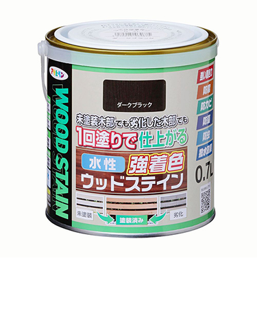 アサヒペン　水性　強着色　ウッドステイン　0.7L　ダークブラック