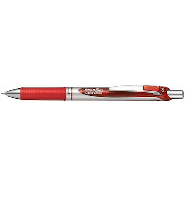 ぺんてる（Pentel）　ノック式エナージェル0.3mm　BLN73ーB　シルバー軸　赤インキ
