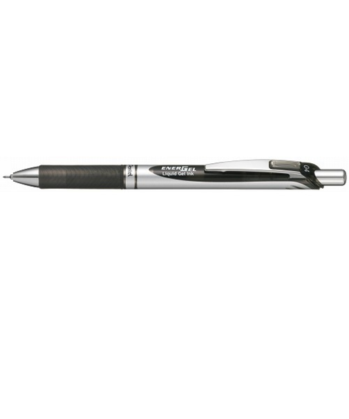 ぺんてる（Pentel）　ノック式エナージェル0.4mm　BLN74ーA　シルバー軸　黒インキ
