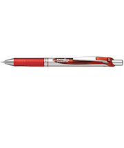 ぺんてる（Pentel）　ノック式エナージェル0.4mm　BLN74ーB　シルバー軸　赤インキ