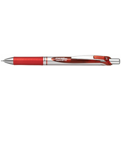 ぺんてる（Pentel）　ノック式エナージェル0.4mm　BLN74ーB　シルバー軸　赤インキ