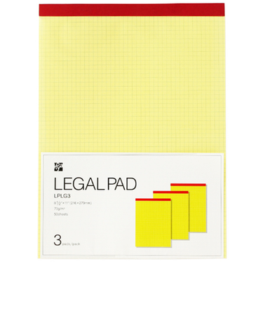 伊東屋　リーガルパッドL　LPLG3　方眼　イエロー　3冊入